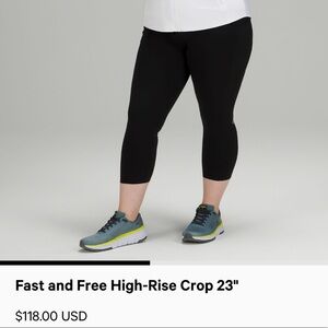 NWT lululemon fast and free high rise crop 23” black